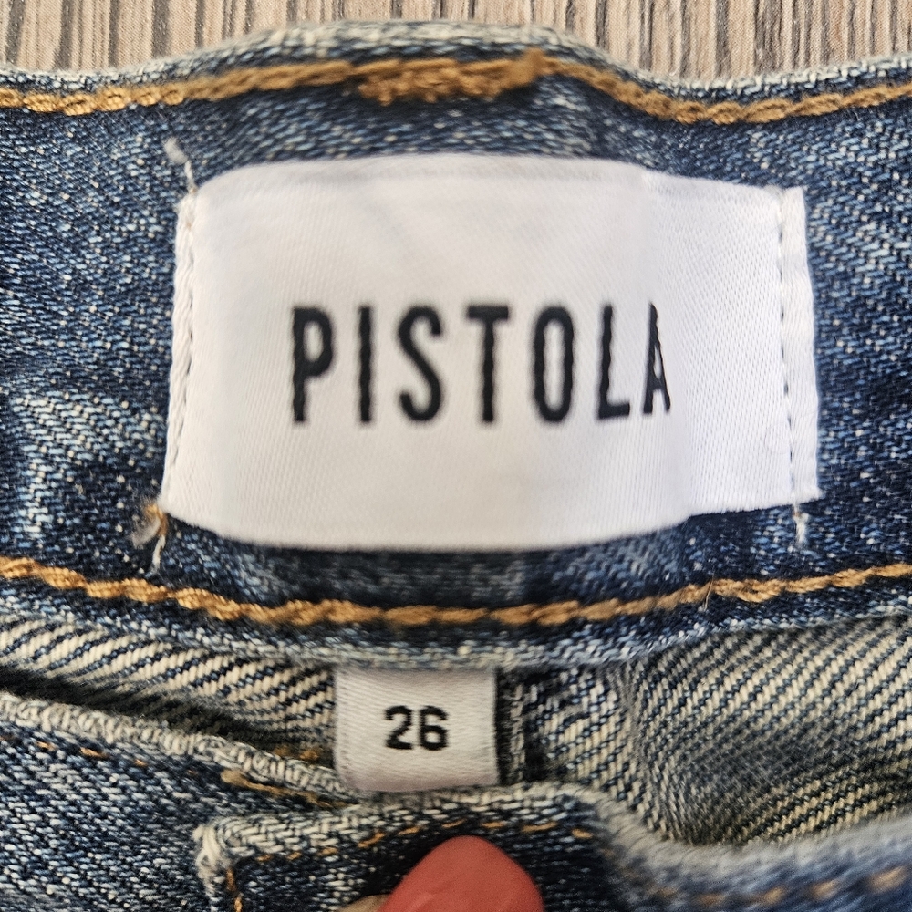 Pistola Jeans Womens 26 Light Wash Straight Leg High Rise Button anthropologie - Picture 2 of 11